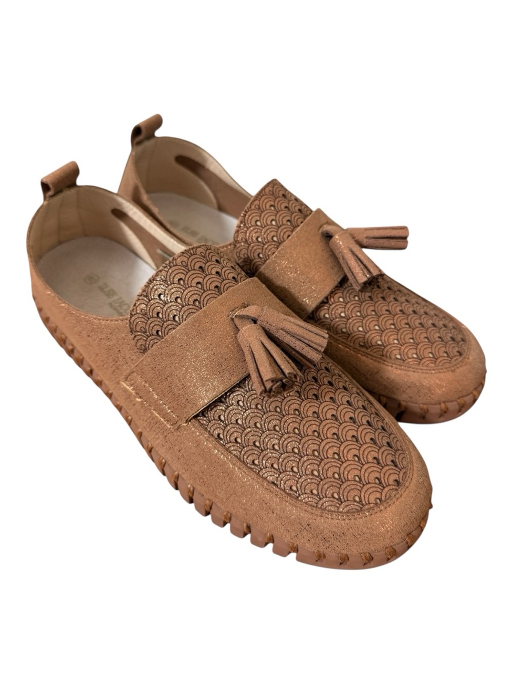Ilse Jacobsen Tulip 3890 Loafer Tassel Shoes Sz 40 US 9 Brown Glitter Nougat
